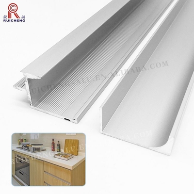 J Profile Aluminium Profile Trim Handle , 1.2mm Brushed Aluminum Drawer Pulls
